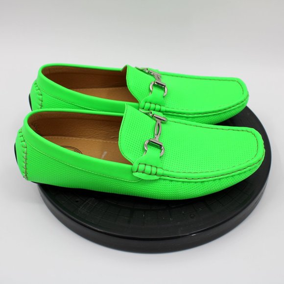 Amali Summer Driving Moccasin Loafer With Silver Ornament Lime Green 8.5M NWOB - Picture 6 of 8
